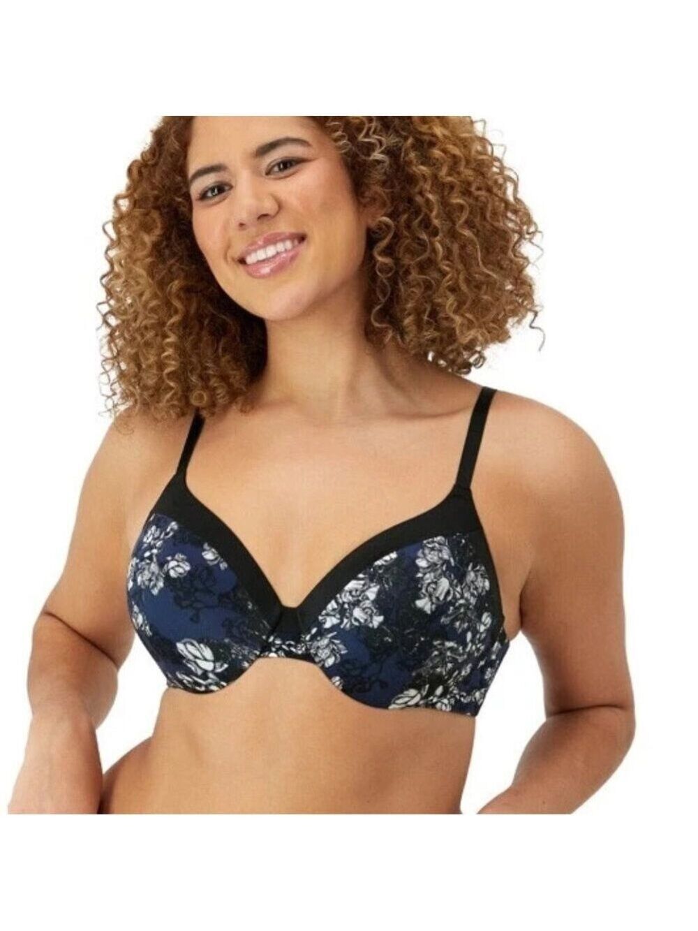 Maidenform Full Coverage Cushioned Underwire Bra 09436, Black/Navy Blossoms 36D